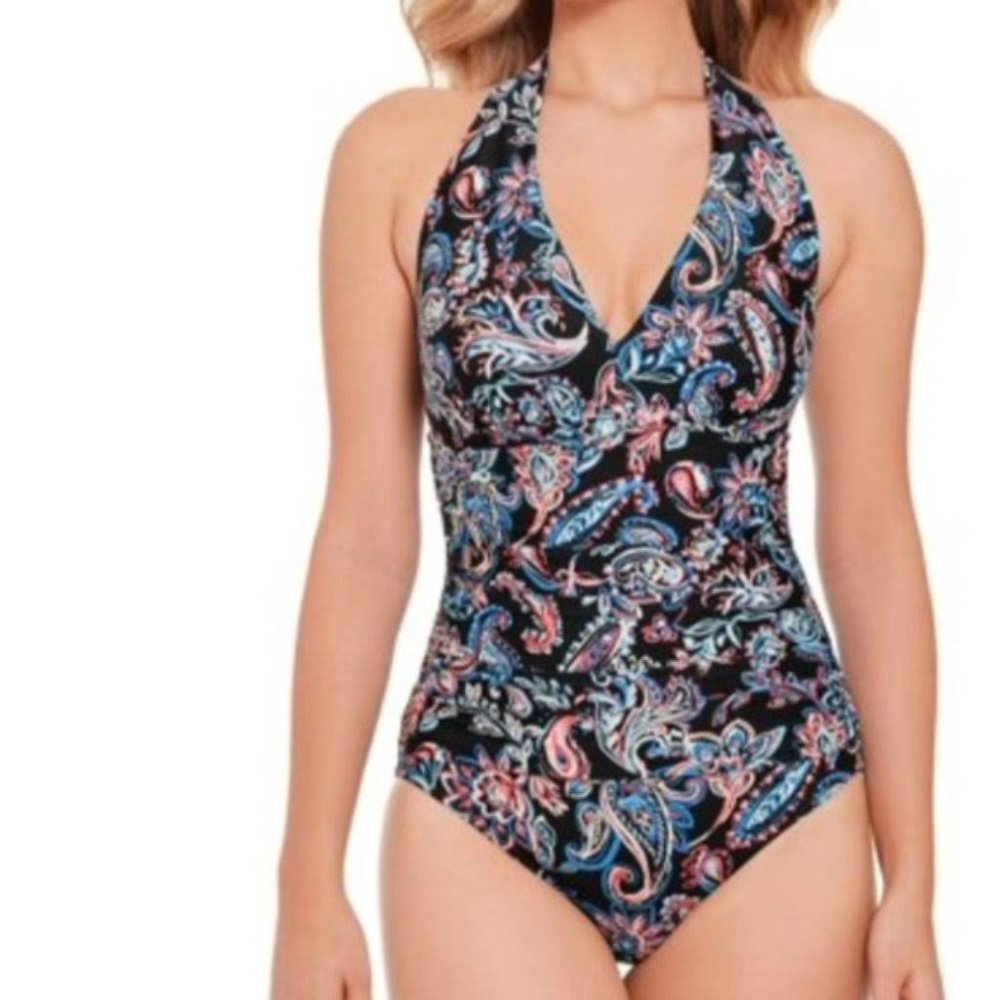 Time and Tru Paisley Halter Swimsuit M
